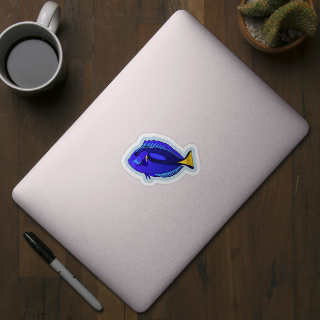 Blue tang fish cartoon illustration by Cartoons of fun